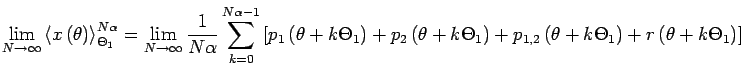 $\lim_{N\rightarrow\infty} \frac{1}{N\alpha}\sum_{k=0}^{N\alpha-1} p_1\left(\theta+k \Theta_1\right)$